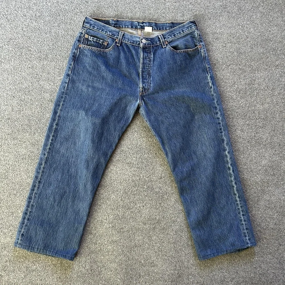Levis 501 Jeans Men 38x27 Blue Denim Straight Button Fly Vintage Paper Tag